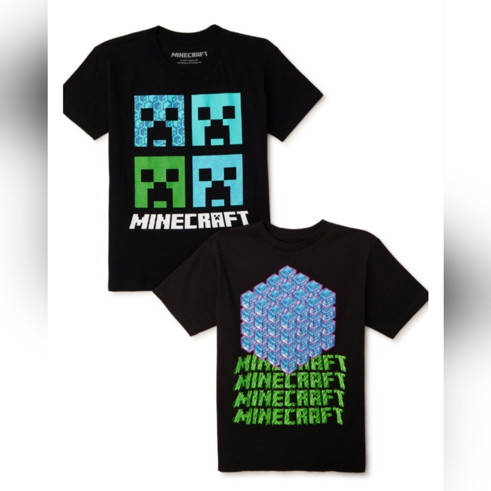 2 **NEW** MINECRAFT SHIRTS BOYS SIZE L (10/12)